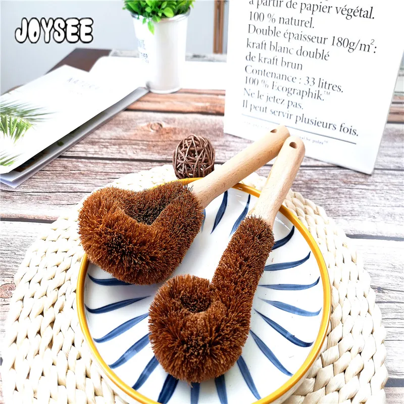 Hot sale bamboo wooden coconut fiber glass cup bottle brush