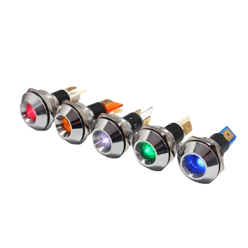 FILN 22MM IP67 LED Pilot Indicator Light Red blue green yellow white signal lamp solder pin 3V 6V 12V 24V