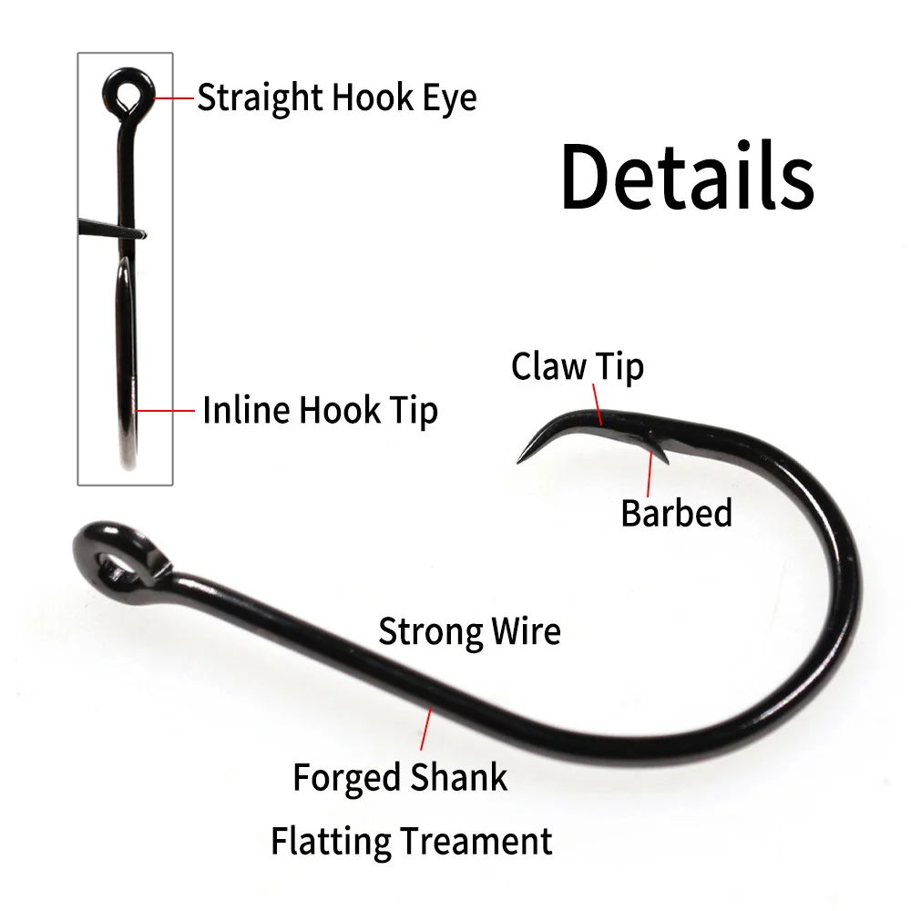 Saltwater Fishing Inline Circle Hook Black Nickel Strong Fishhook 1 1/0 2/0 3/0 4/0 5/0 6/0 7/0 8/0 9/0 10/0