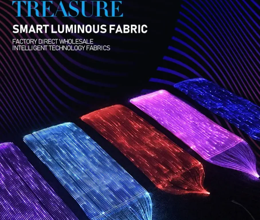 2023 New Style High tech optic fiber luminous 7 color fabric clothes with fiber optic lighting