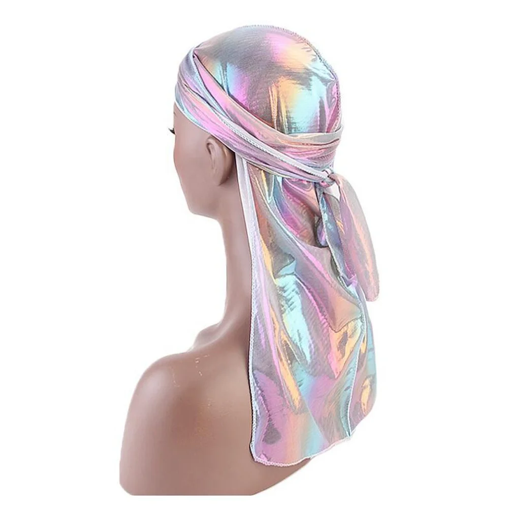 Beauty Unisex Durag Extra Wide Straps Headwraps Pirate Cap Turban Hat for 360 Waves