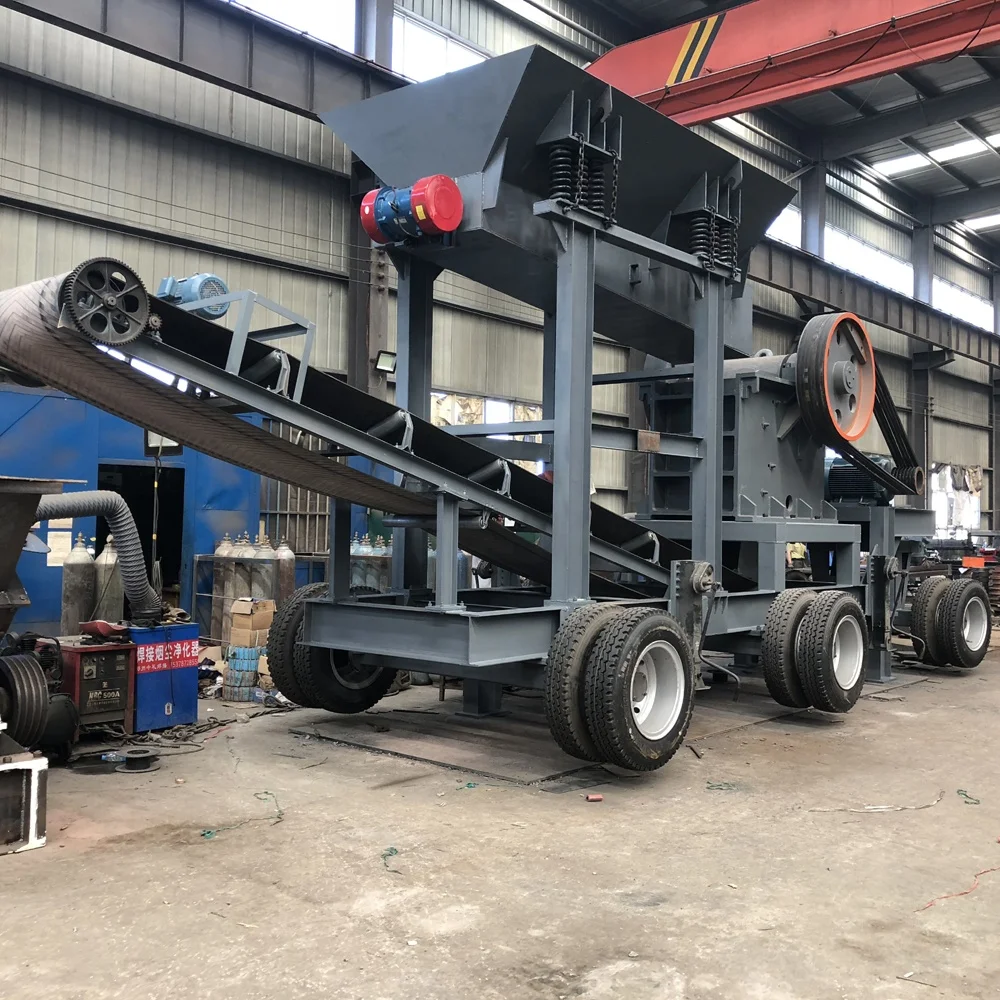 80tph Mobile Concrete crushing plant,Gravel Cobblestone Jaw Crusher with Belt Conveyor Station