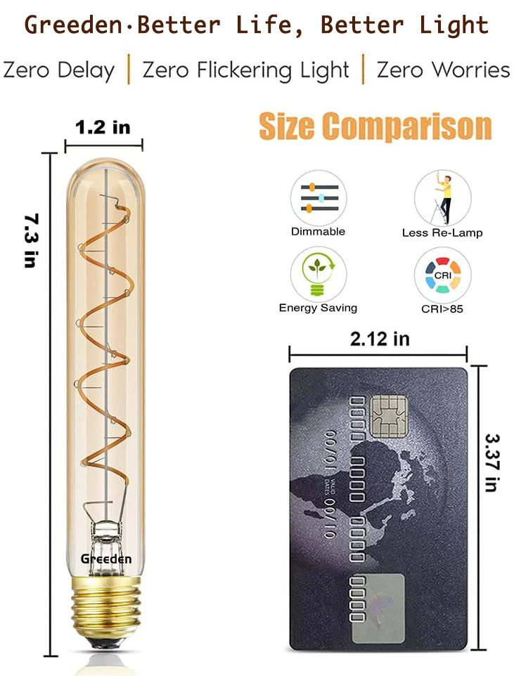 LED Filament Tube Bulb T30 Tubular Bulb Edison Antique Style Clear Glass T300 2w 4w 6w Tubular Led Filament Lamp