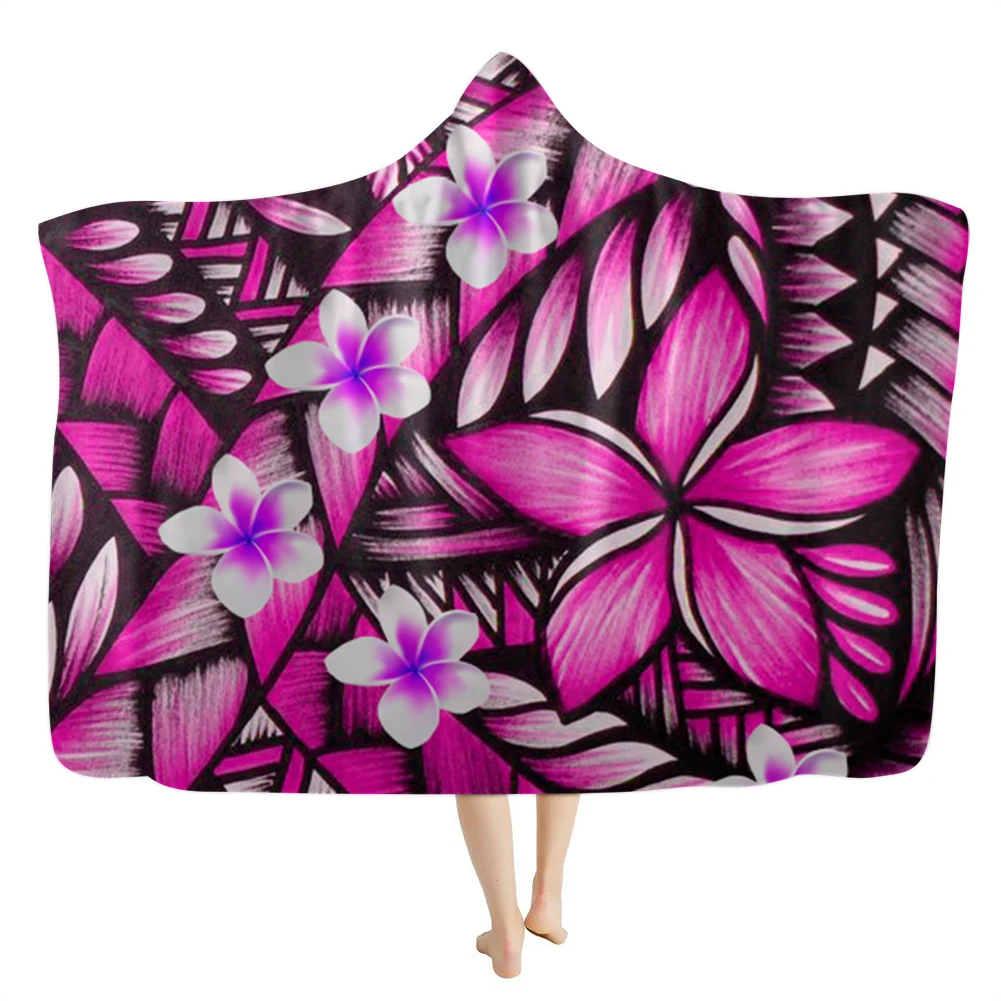 New Arrival 2021 Polynesian Pattern 3D Print Soft Hooded Bathrobes Cloak Hooded Blanket Throw Cozy Beautiful Wearable Blanket