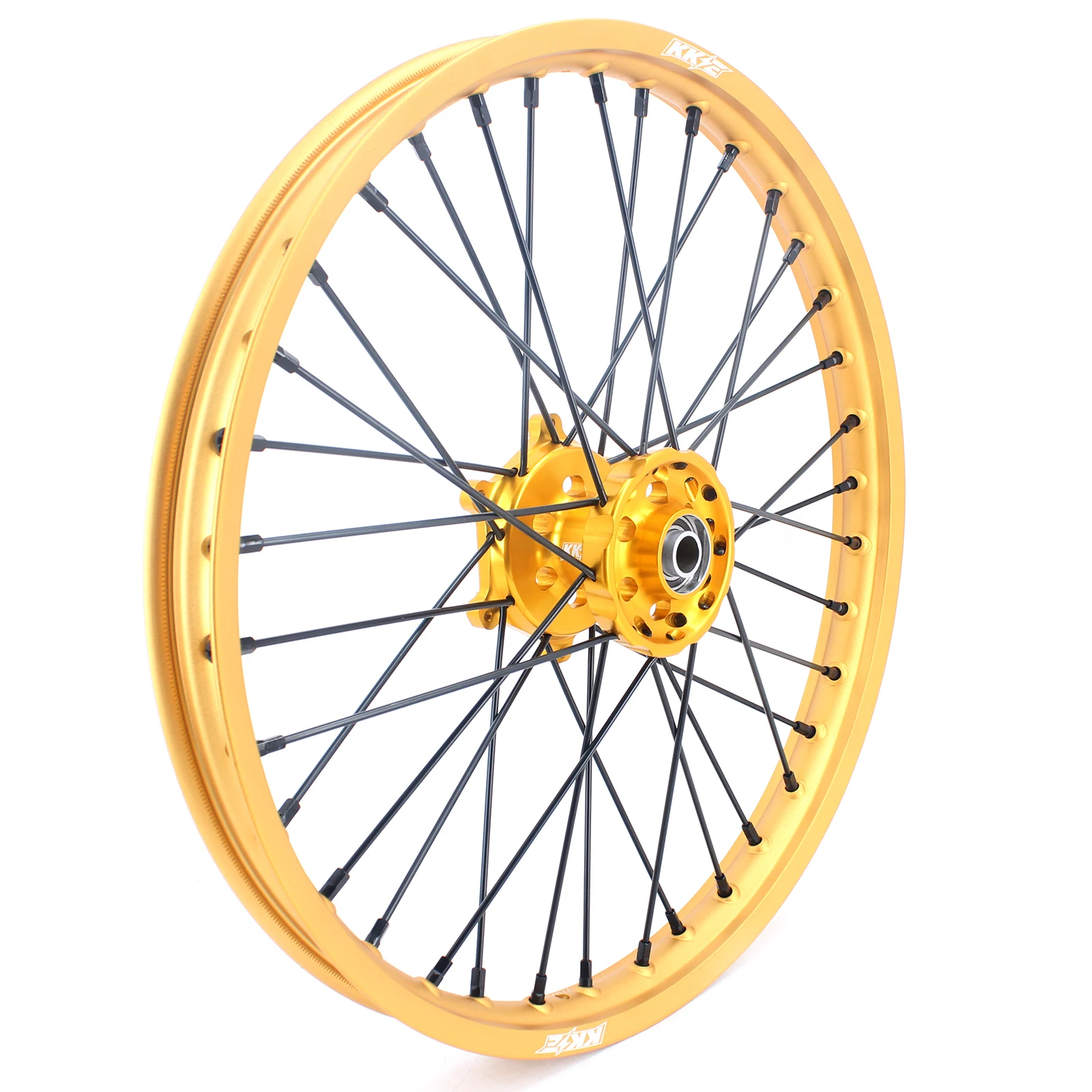 KKE Motocross Birt Bike Wheels Rims Set fit SUZUKI RM125 RM250 1996-2008 Gold Hub with GLM rims Black Spoke and Nipples