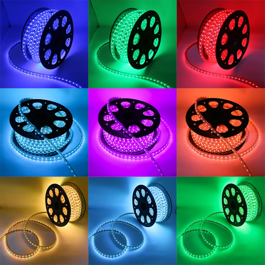 RGB LED Stripe Light 220V 240V 120 LEDs/m IP67 Waterproof Full Kit For Decoration Lighting