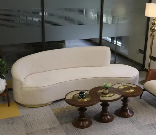 Italy upholstered curved chaise lounge Quality linen fabric European modern sofa 3 seater living room sofa