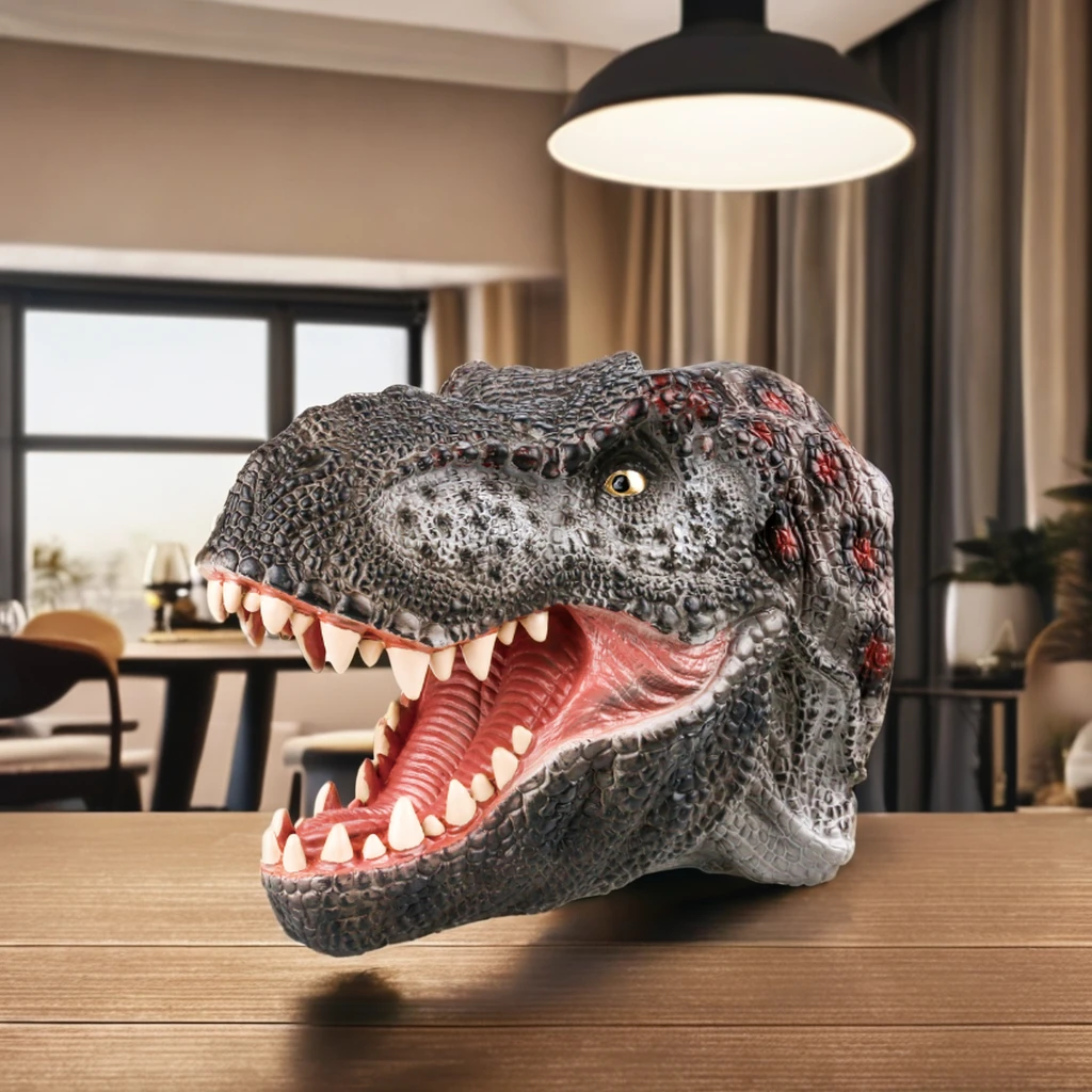 Realistic Tyrannosaurus Dinosaur Hand Puppets Soft Rubber Toy Set for Kids Boys & Girls Adults-Party Favor Gift Plastic Material