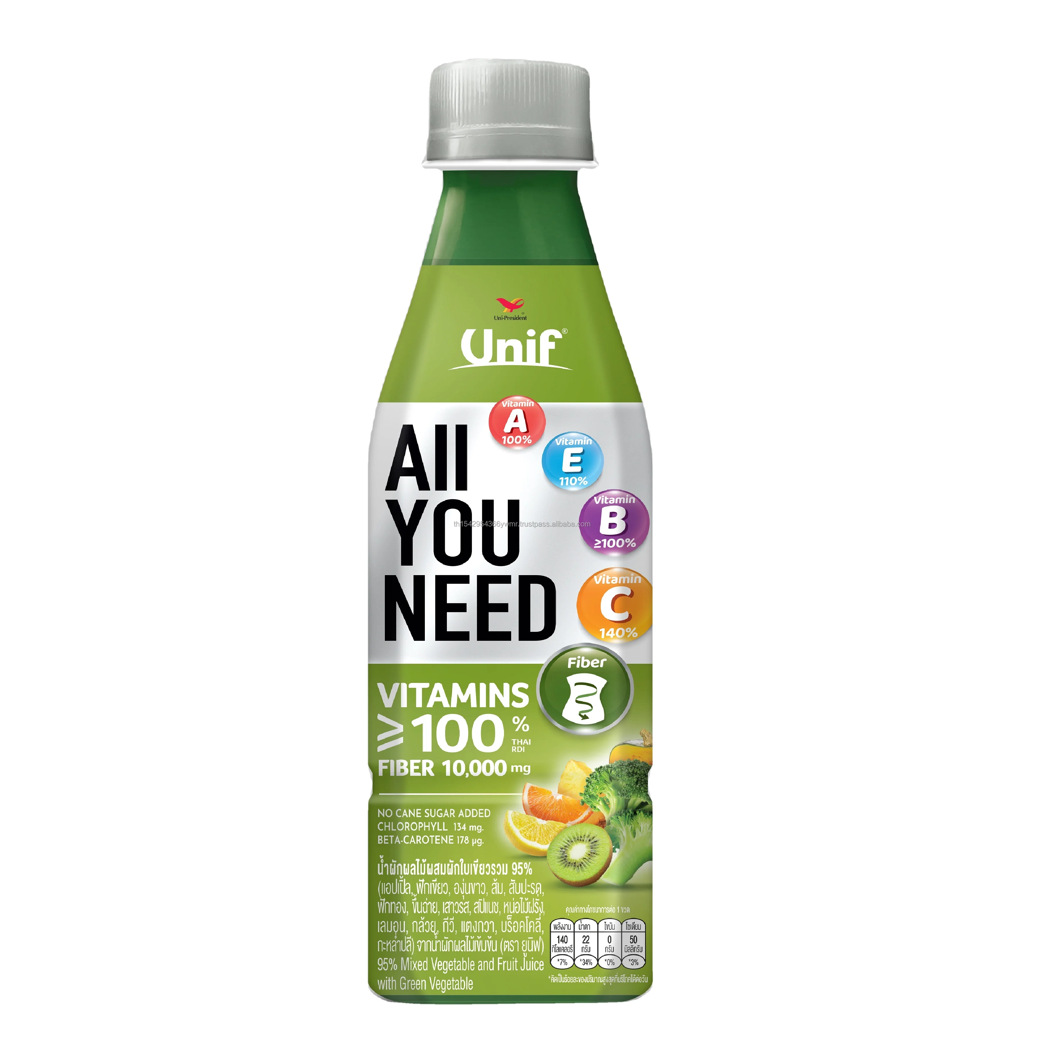 Unif All You Need 95% Mixed Vegetable and Fruit Juice Green Veggies(300ml) Soft drinks fresh Healthy Delicious Thailand Exporter
