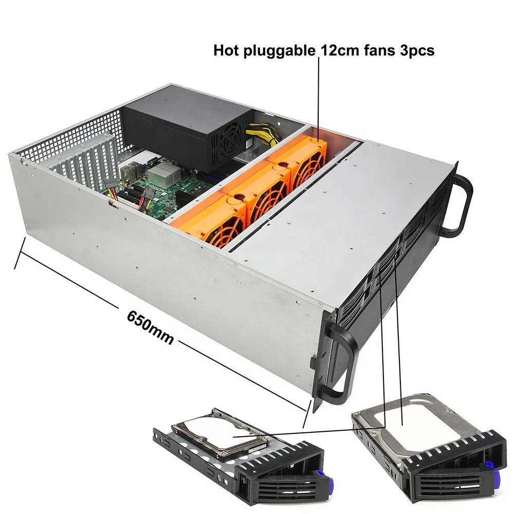 4U 5GPU case Support Supermicro Asus 5GPU MB like  X11DPG  X9DRG-QF etc.