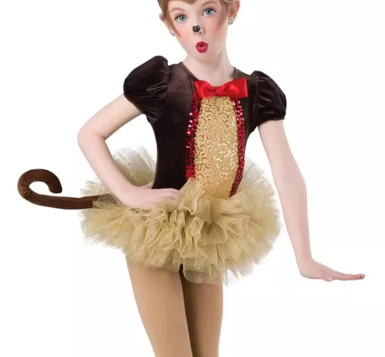 girls kids dance costume character animal monkey dance costume