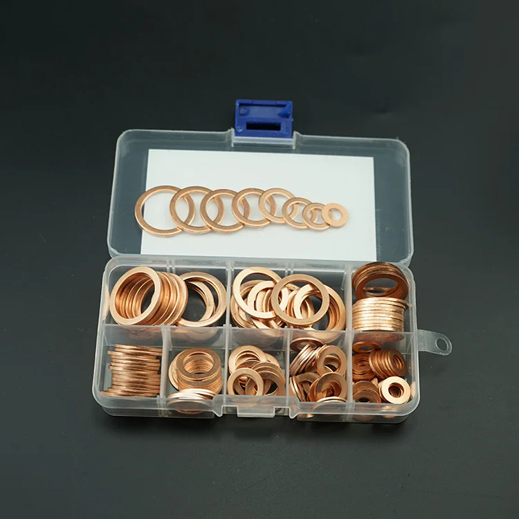 150 pieces DIN7603 high quality copper  spring lock washer  brass sealing flat washer Assortment kit