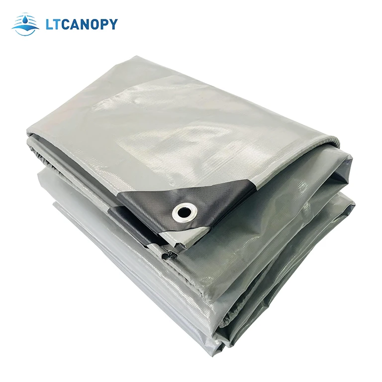 Litong tear resistant waterproof heavy duty tarp grey color tarpaulin for truck cover