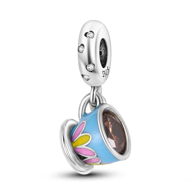 New 925 Sterling Silver Charm Fit Original Brand Turtle Eagle Coffee Aircraft Bead Pendant Bracelet Women Jewelry Diy Dangle