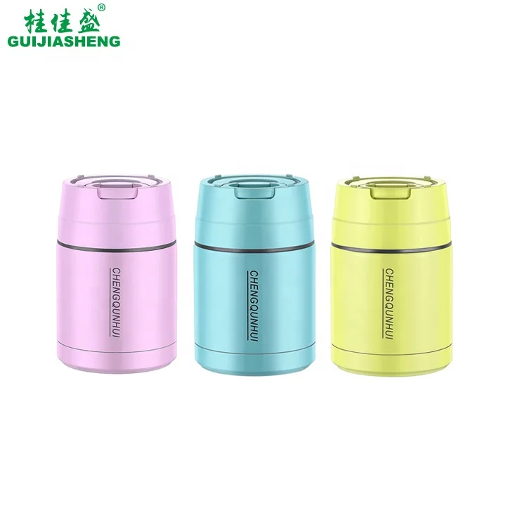 
High Quality Double Wall 304 Stainless Steel Food Flask 800/1000ml Purple Green Blue Vacuum Insulated Rice Stew Thermos Food Jar 