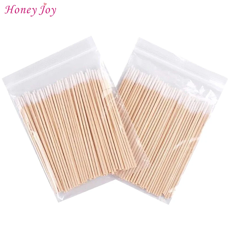 Good Selling 300Pcs/Pack Short Wood Handle Makeup Cotton Tip Small Pointed Tip Head Cotton Swab