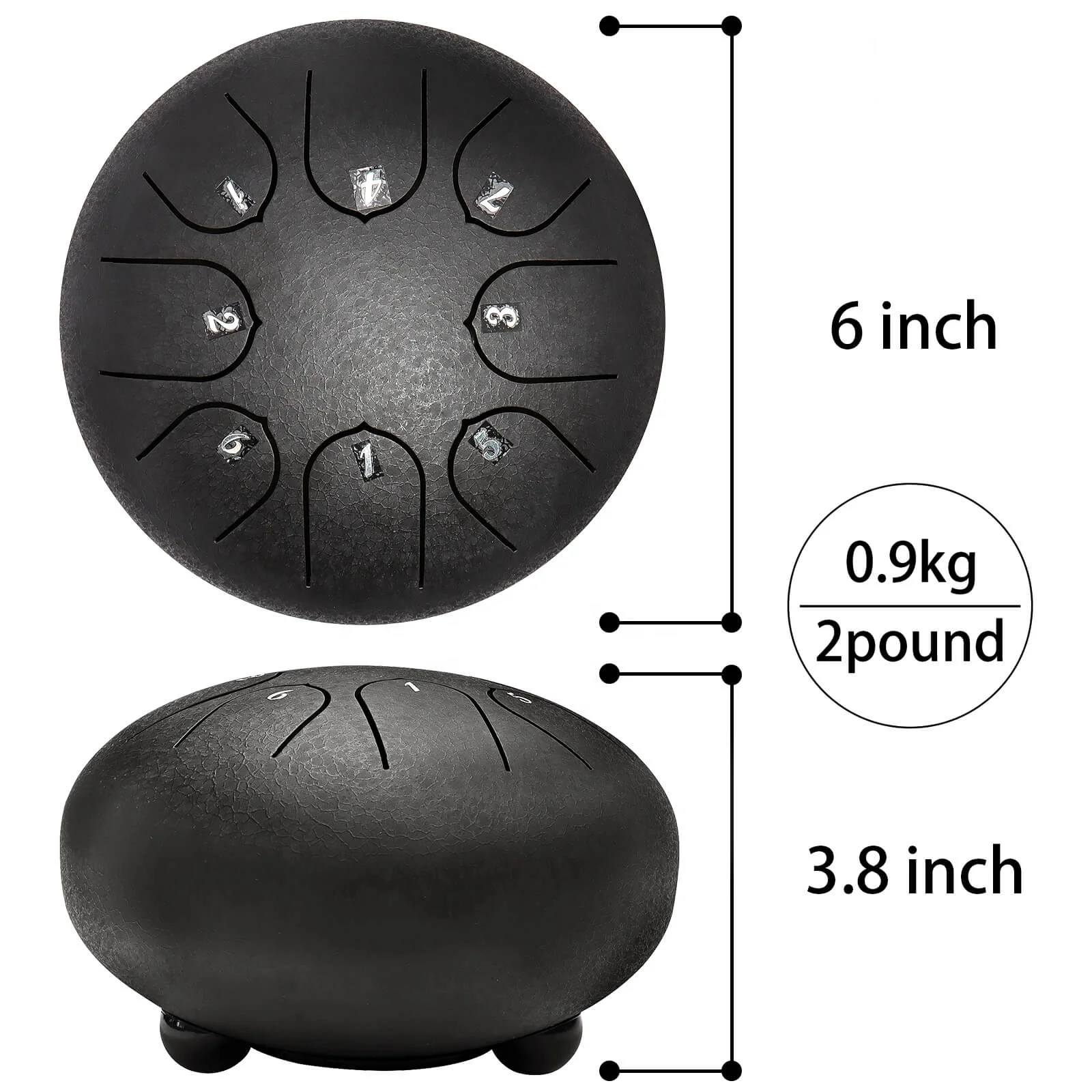 Steel Tongue Drum 6 Inch 8 Note Percussion Instrument Lotus Drum used for musical education gifts yoga meditation(Obsidian patt)