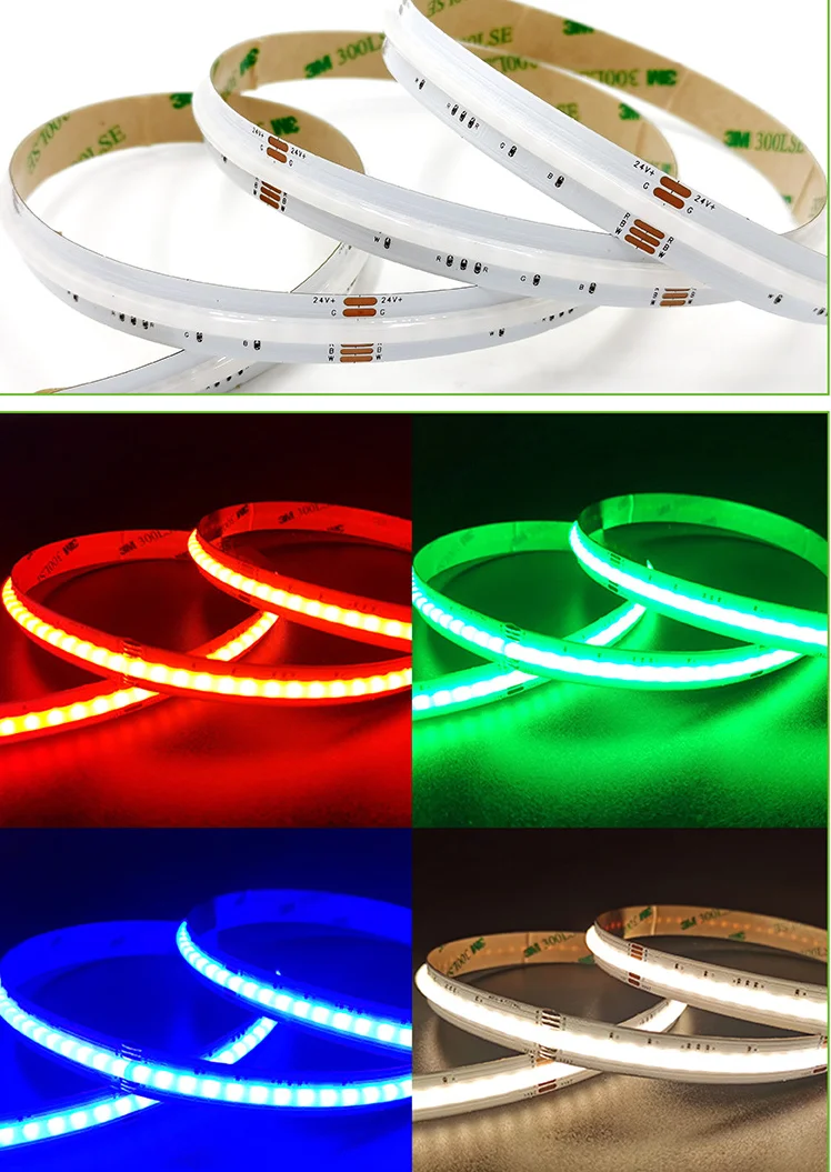 Светодиодные светодиодные лампы RGB RGBW Cob полосы 840 светодиодов/м Умные Огни Водонепроницаемые гибкие