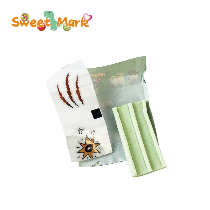 Cute car jar bubble gum with funny cartoon stickers mix fruit press gum