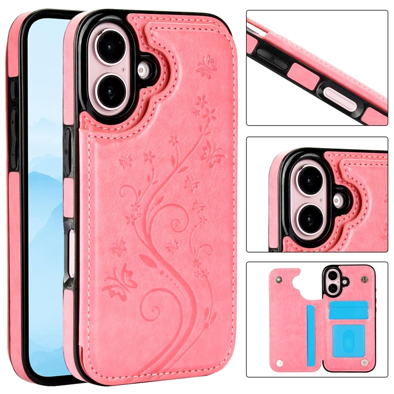 Shockproof PU Leather Flip Back Cover with Card Holder Wallet Phone Case For iPhone 16 Plus 16 Pro Max 15 14 13 Pro