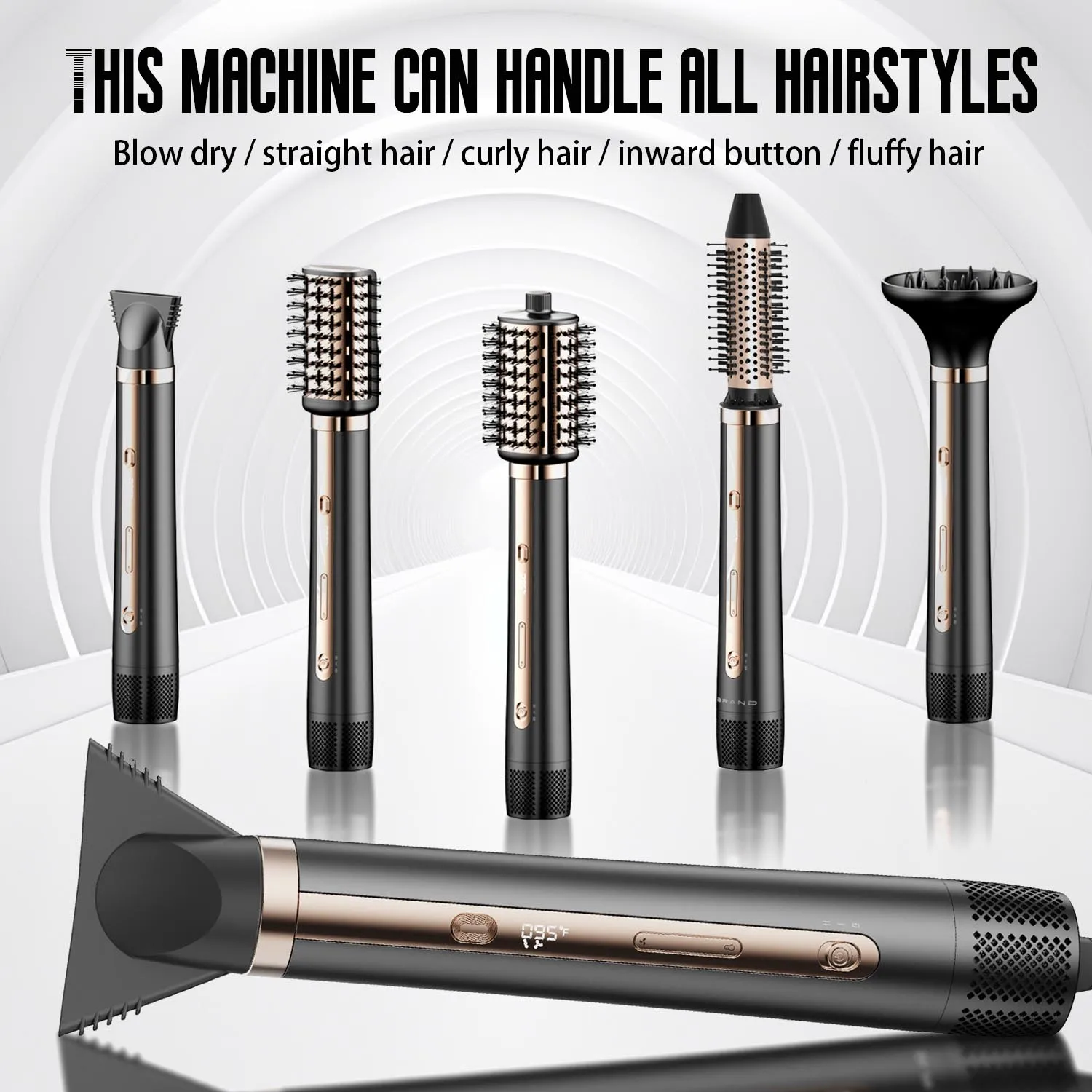 Wholesale 1600W LED Temperature Display 110000RPM High Speeds BLDC Motor 6 in 1 Hair Styler Hot Air Comb Salon Hair Dryer Brush