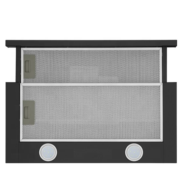 Under Cabinet Slim Hood Led Lighting Parts Black Painted Cheap Model Slide-out Telescopic Quiet Range Hood Kitchen Chimney