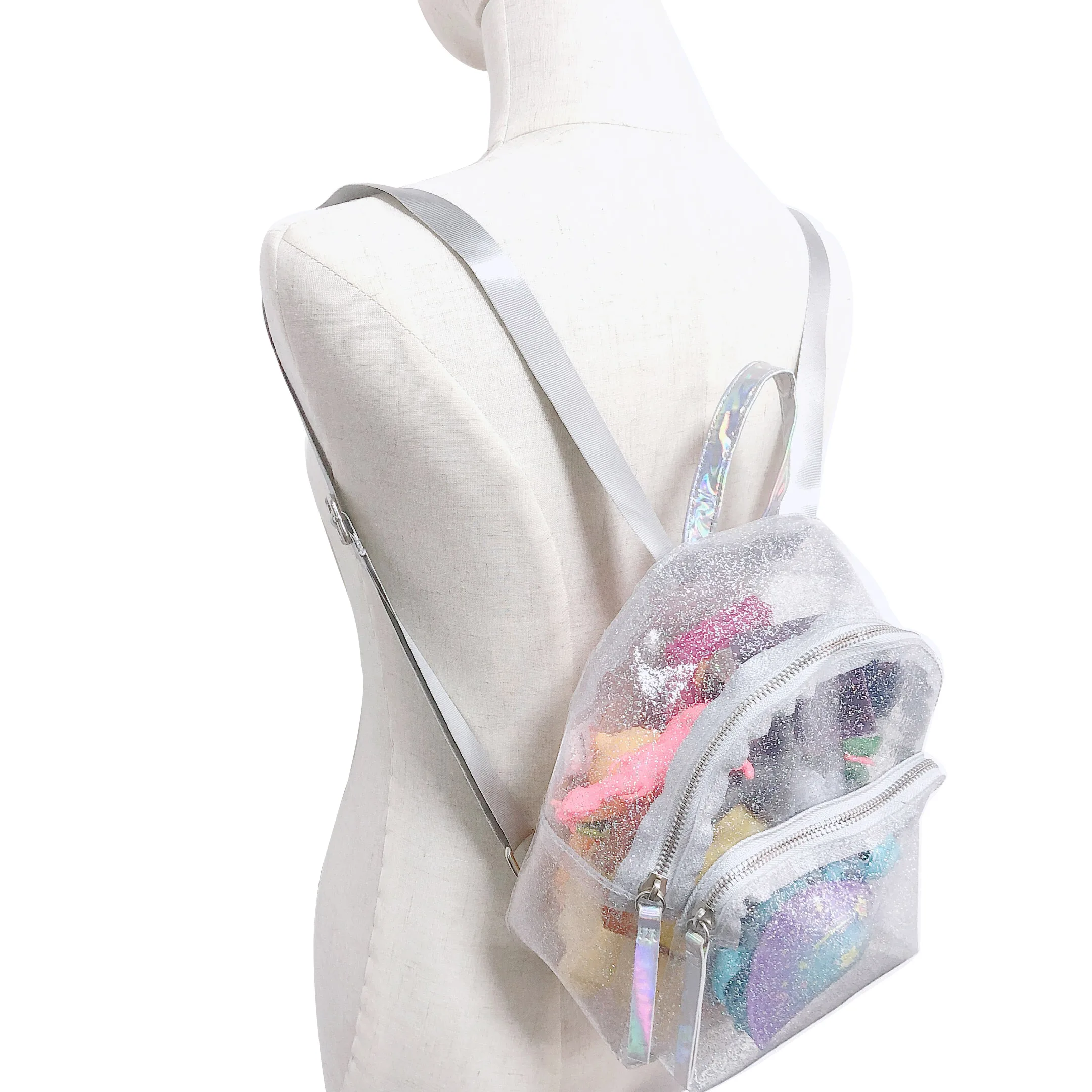 transparent School Bag Travel Adjustable Shoulder Strap Clear PVC Waterproof Kids Clear Backpack