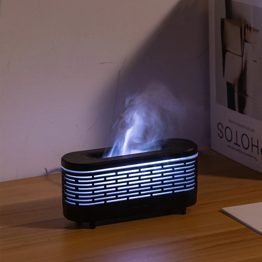 Colorful 3D Fire Flam Hollow Tissue Box Design Humidifier Ultrasonic Portable Essential Oil Diffuser Mini air Humidifier Desktop