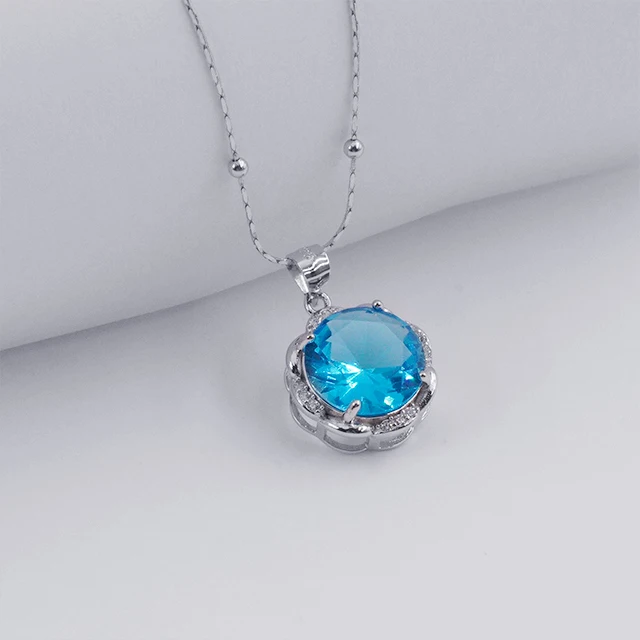 Elegant S925 Pure Silver Necklace Set Women Fashionable Fine Dangle Earrings Diamond Zircon Crystal Flower Collarbone Chain