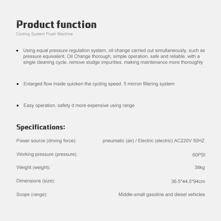 Automatic Cooling System Flush machine for Car Engine Flush Cleaning Machine