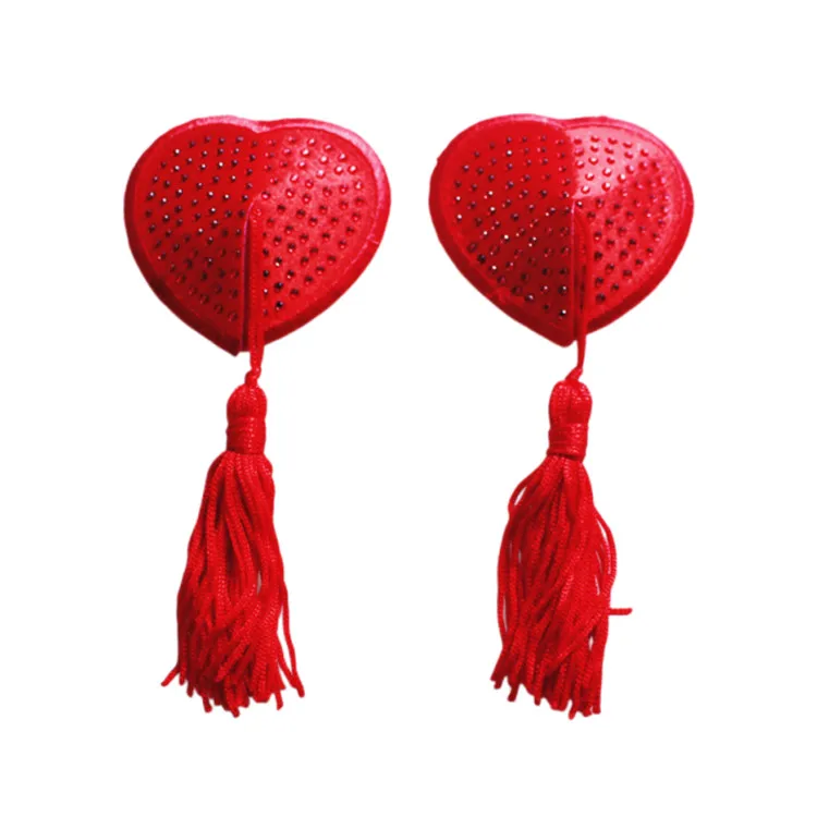 Reusable crystal Shiny Diamonds Adhesive Nipple Cover Pasties Bra with Tassel Heart Pasties Adhesive Nipple Cover