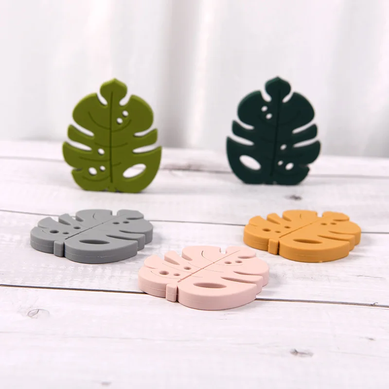 Christmas Leaf Silicone Teething Toy For Kids, BPA Free Leaf Shaped Baby Teether Silicone