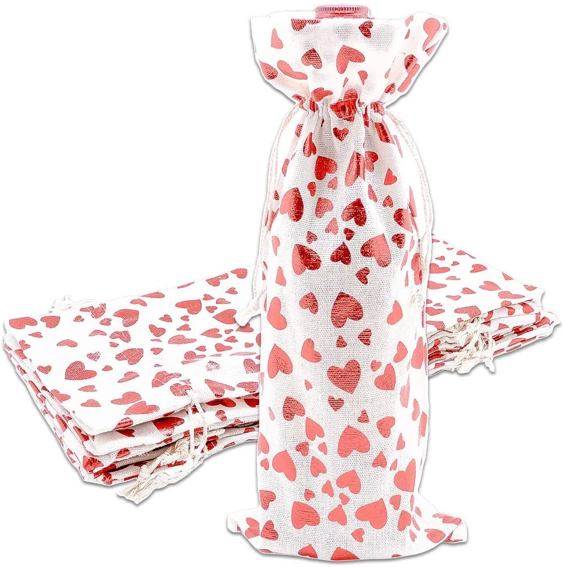 
Cotton Canvas Muslin Bottle & Wine Gift Bags with Drawstring for Storage, Holiday Parties, Promotional Events 