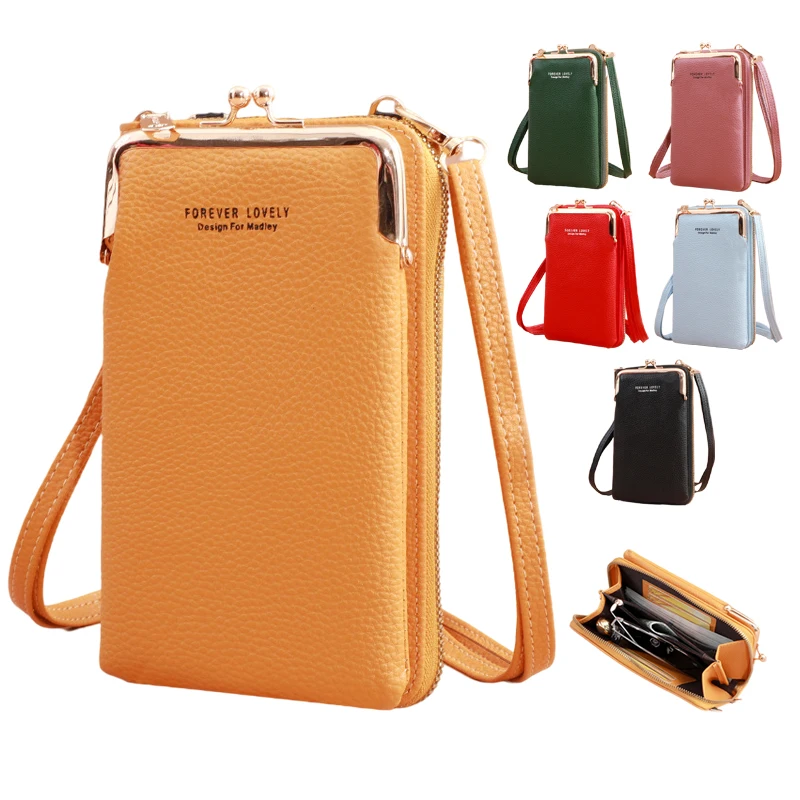 Fashion Ladies Mini Matte PU Leather Shoulder Messenger Cell Phone Bag  Small Card Holder Crossbody Wallet Clutch Bag for women