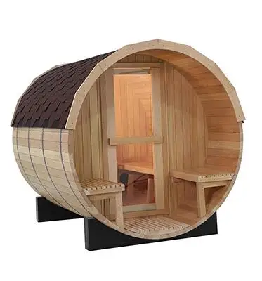 4 Person Wooden Sauna Barrel Outdoor with Wood Burning Stove