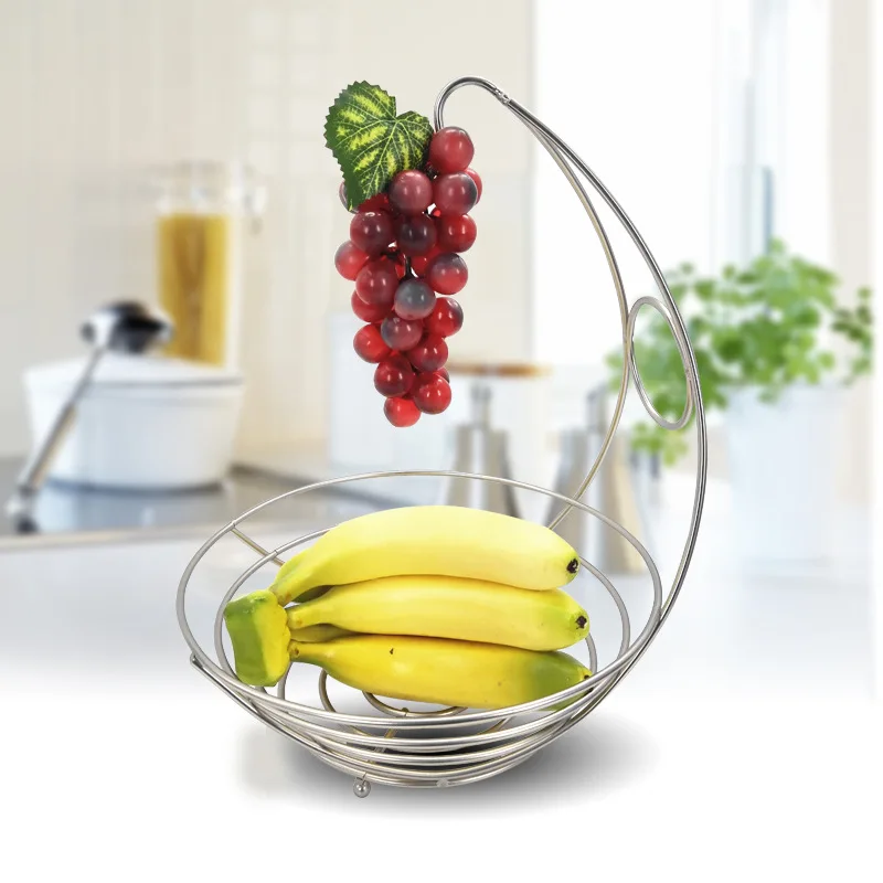 Wire metal vegetables fruit  banana holder stand fruit bowl with banana holder multifunction storage holder  rack