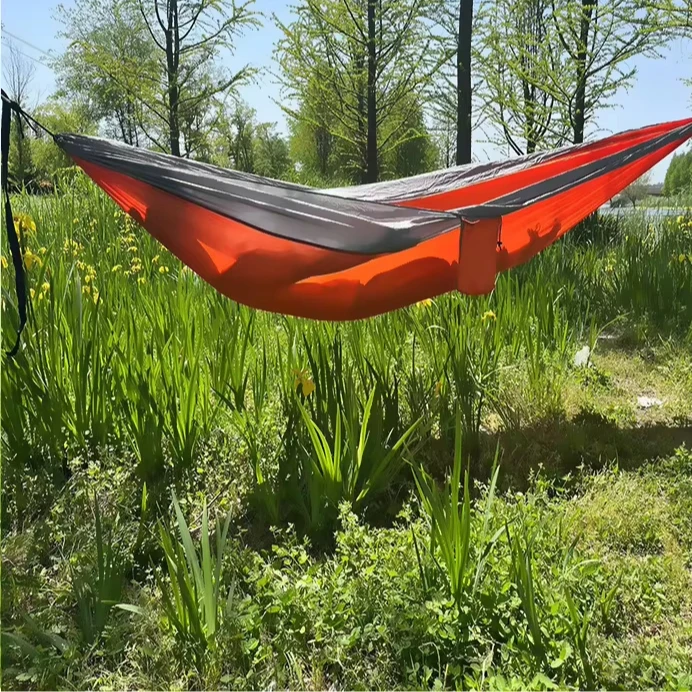 Cross-border hot selling outdoor hammock nylon parachute cloth camping swing chair single double nylon parachute cloth