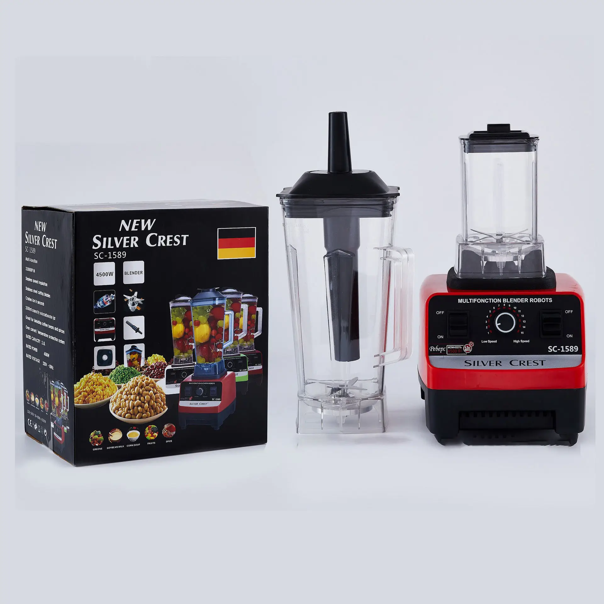 Commercial Use Fruit Juicer Double Two Cup 4500w Silver Crest Blender 2L Simple Operation Food Smoothie and Juicers
