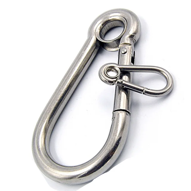 High quality ss 304 safety M11 snap hook with holes Stainless Steel Spring Snap Hooks with Eyelets and Screw Nuts made in China