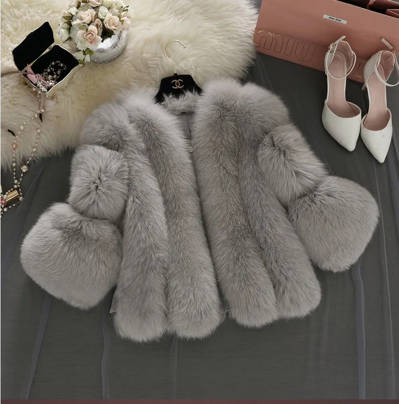 Hot selling solid color casual korean winter coats clothes women faux fur coat for wholesales
