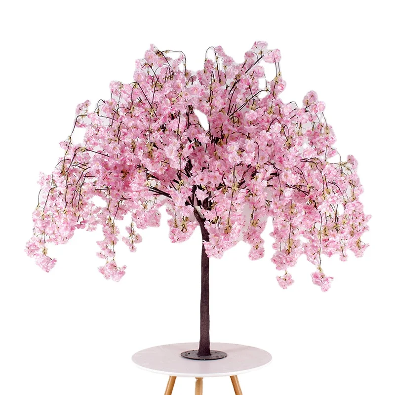 Искусственное вишневое дерево для ресторана, свадебное украшение, дерево для помещения, обеденный стол, свадебное дерево с цветами вишни