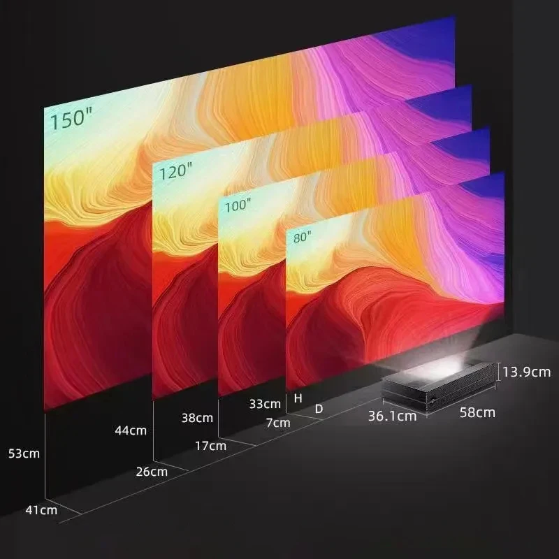 S7 4500 Lumens DLP Display 4K Laser TV Projector Android 150 Inch IR Remote Control Auto Focus Portable Laser TV Projector