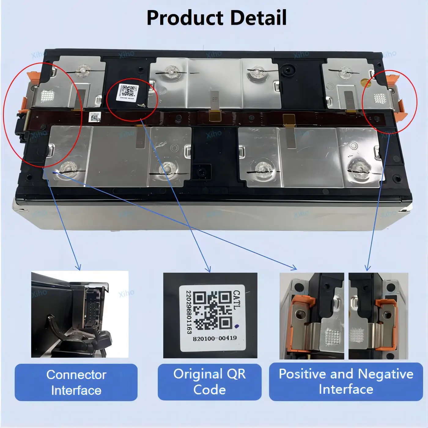 Xiho Catl 51Ah 92Ah 114Ah 153Ah 174Ah 180Ah 14.8V 22.2V 44.4V 4S1P 6S1P 12S1P VDA355 NMC Lithium Battery Module Ncm 811 Leaf EV