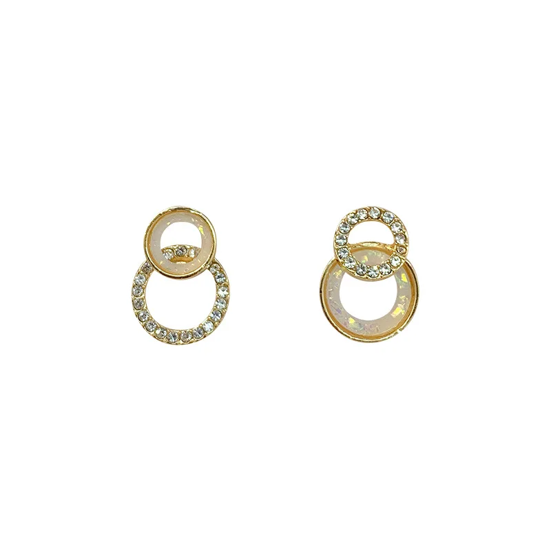 
Korean simple diamond-encrusted hoop earrings webb celebrity earrings sterling silver jewelry 