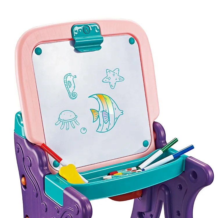 
Multi-Function 2 In 1 Double Sided Painting Drawing Board With Chairs Kids Learning Table 