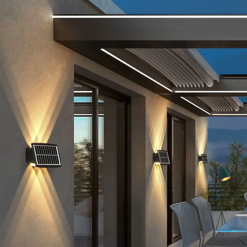 Modern Led IP65 Intelligent Light Detect Waterproof Solar Warm White Wall Lamp Fence Garden Outdoor Colorful Hanging Light