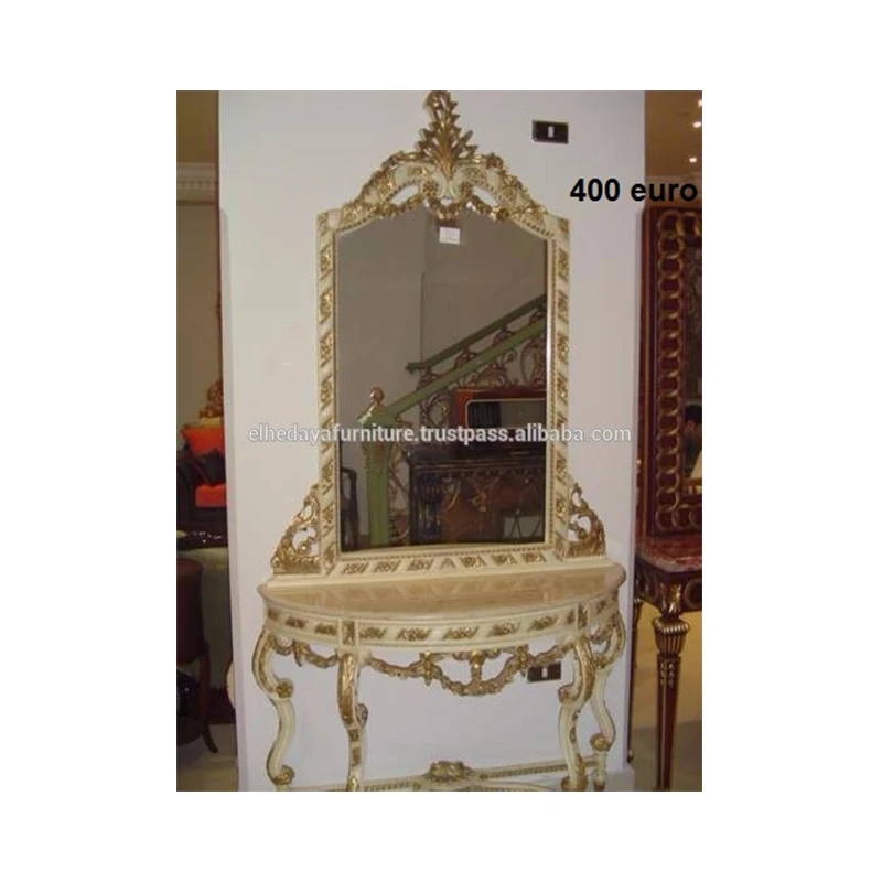 Best choice and best discounts antique french white mirror console antique gold carved console with mirror and marble top