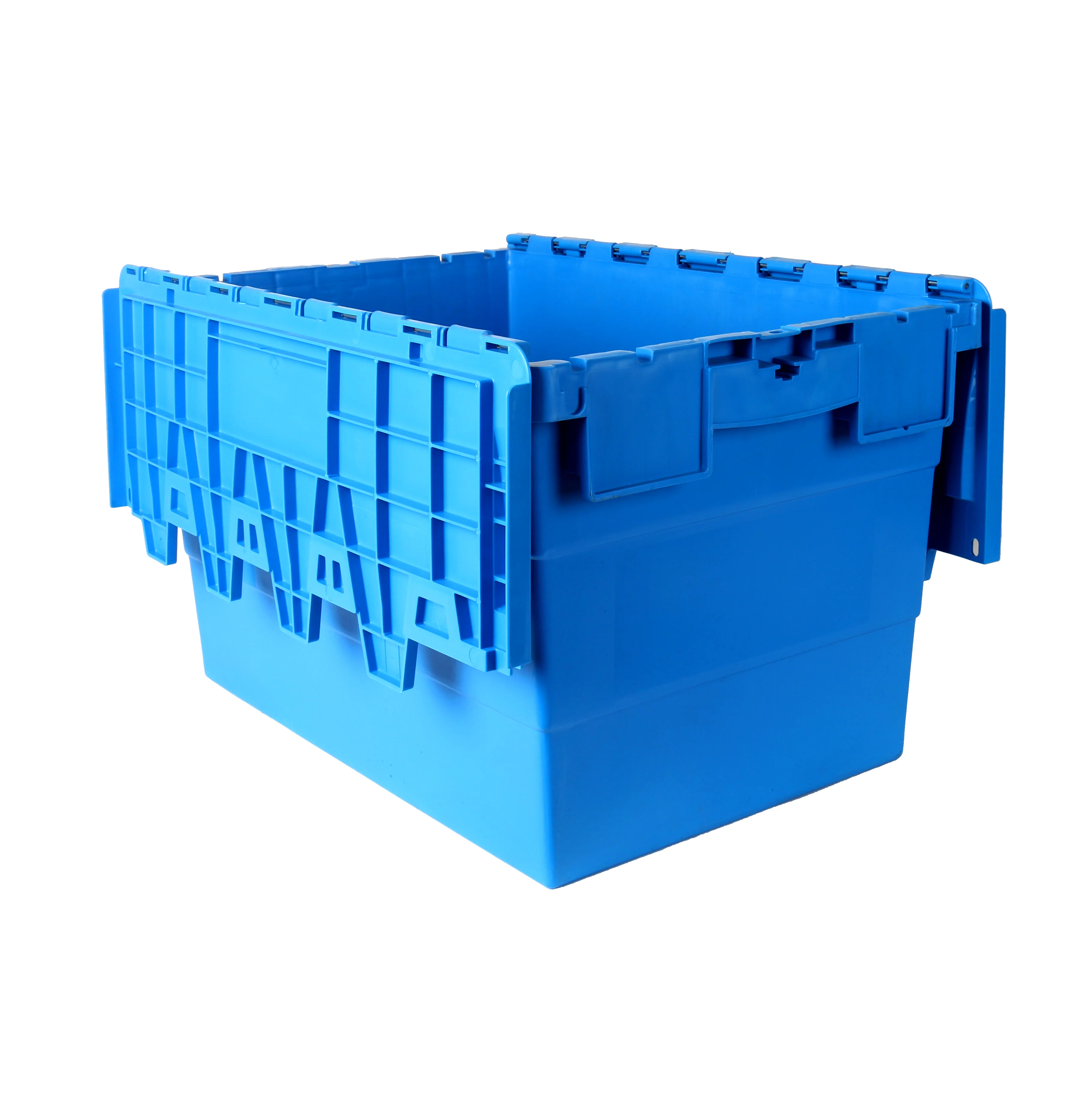 Solid large loading stackable and nestable storage plastic moving boxes wholesale