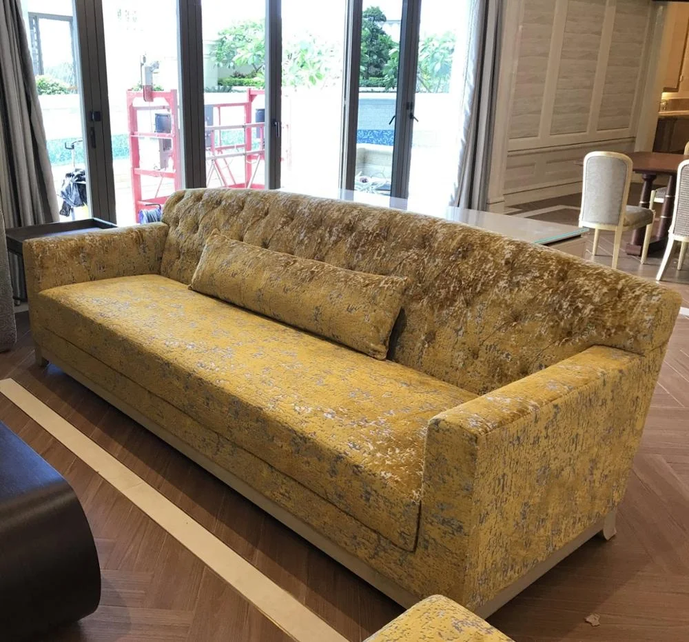 Высококачественный дизайнерский Романтический желтый секционный диван во французском стиле для гостиной