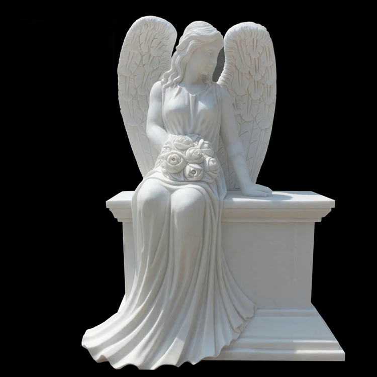 Refine Factory directly supply White marble angel and heart tombstone for graves